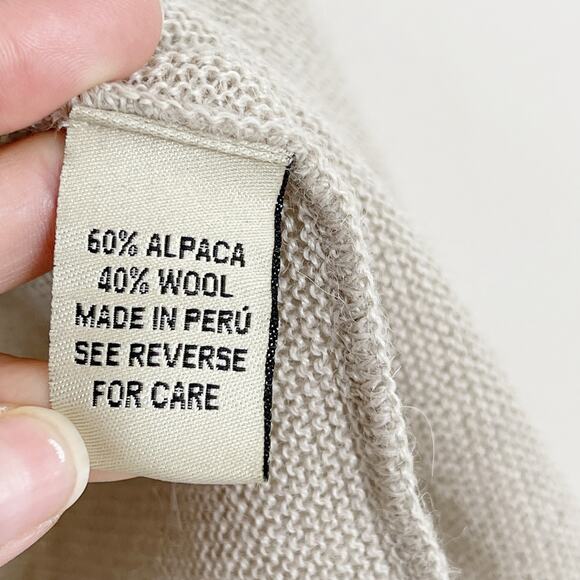 Beyond Threads Wool Alpaca Ruffle Cardigan Sweater Large L Cream Bell Cuff Women - Picture 12 of 12